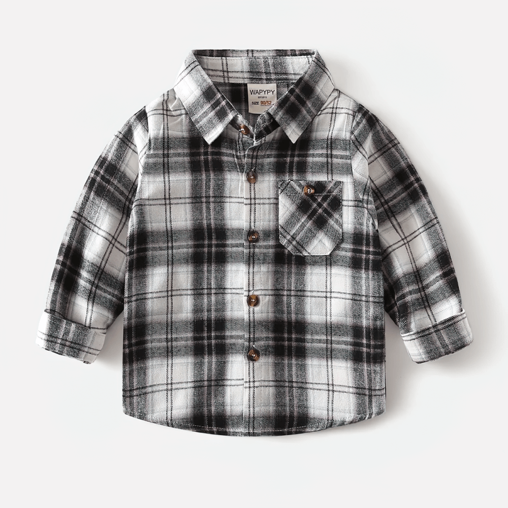 Plaid Long-Sleeved Toddler Boys Flannel Shirt - SF3521, perfect checked shirt for autumn outfits.